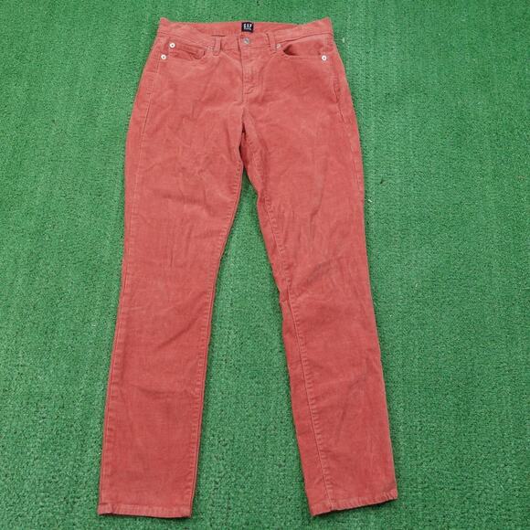 Gap Pants Womens 27R Red Corduroy True Skinny Stretch Denim Casual 30x28 - Picture 1 of 9